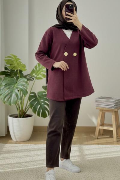 Aria Kruvaze Ceket Bordo