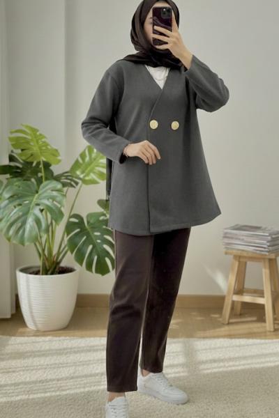 Aria Kruvaze Ceket Antrasit