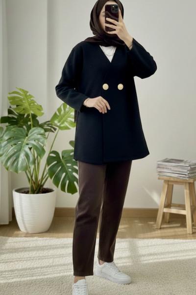 Aria Kruvaze Ceket Siyah