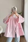 Armine bağcık detaylı kimono Pembe