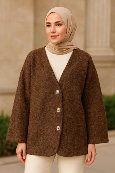Asimetrik düğmeli ceket Kahverengi