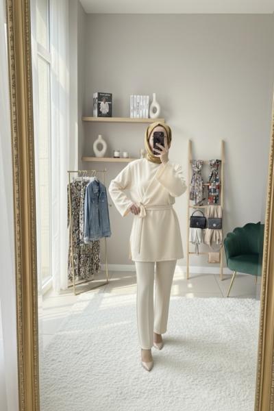 Asimetrik mira takım Krem