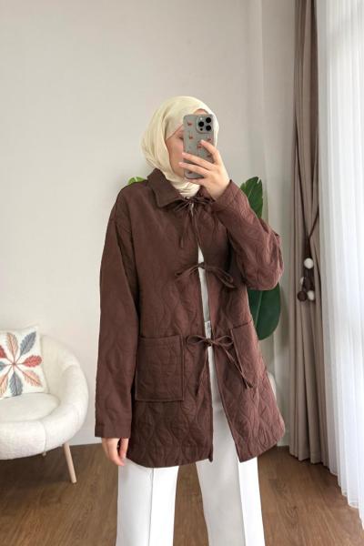 Bağcıklı kapitone Kahverengi