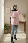 Balon kol sweatshirt Pembe
