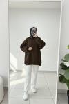 Basic Oversıze Sweatshirt Kahverengi