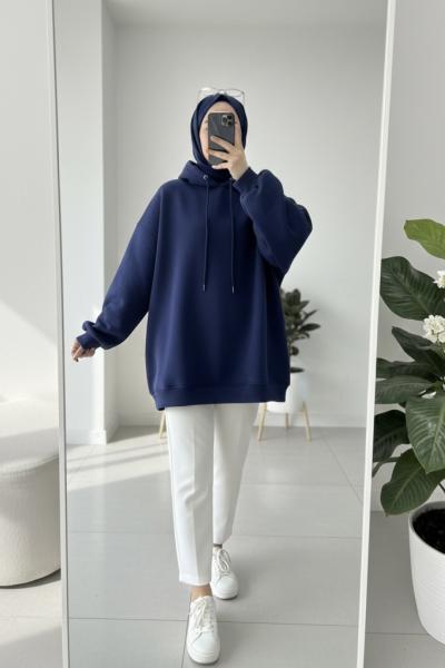 Basic Oversıze Sweatshirt  Lacivert