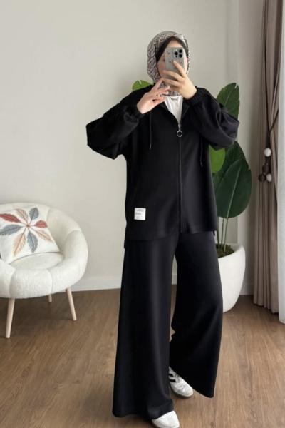 Basic Oysho fermuarlı takım Siyah