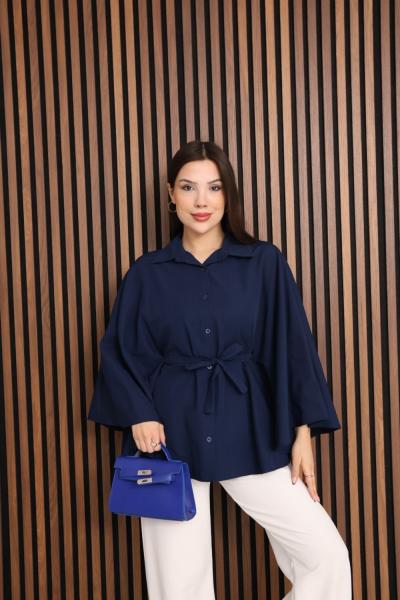 Belden bağlamalı panço Lacivert