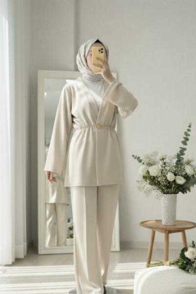 Belden büzgülü luna takım Bej