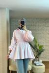 Belden lastikli tunik Pembe