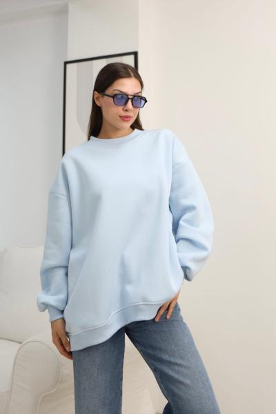 Bisiklet yaka oversize sweatshirt Bebe Mavisi