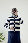 Breton çizgili triko hırka Lacivert