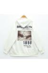 Brooklyn üç iplik sweatshirt Beyaz