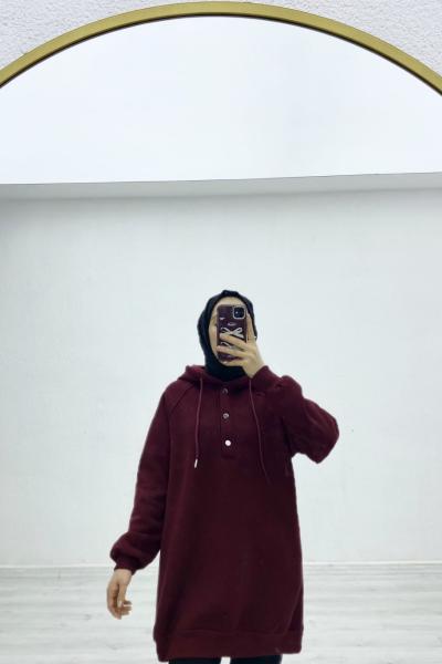 Casual çıtçıtlı sweatshirt Bordo