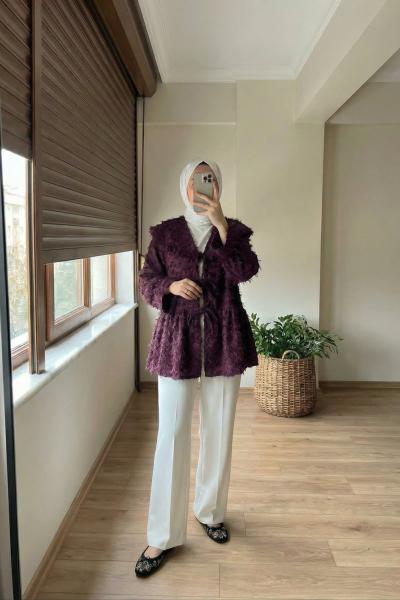 Chill püsküllü gömlek  Mürdüm