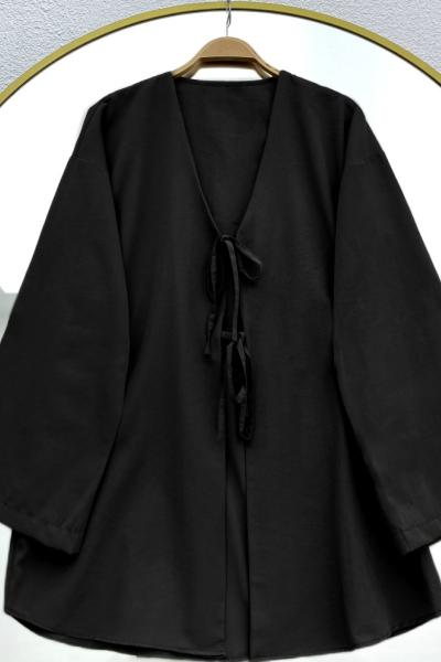 Çift bağcıklı kimono Siyah