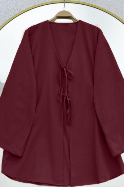 Çift bağcıklı kimono Bordo