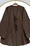 Çift bağcıklı kimono Kahverengi