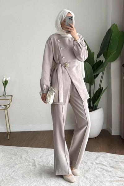 Cupra Pantolonlu Takım Krem