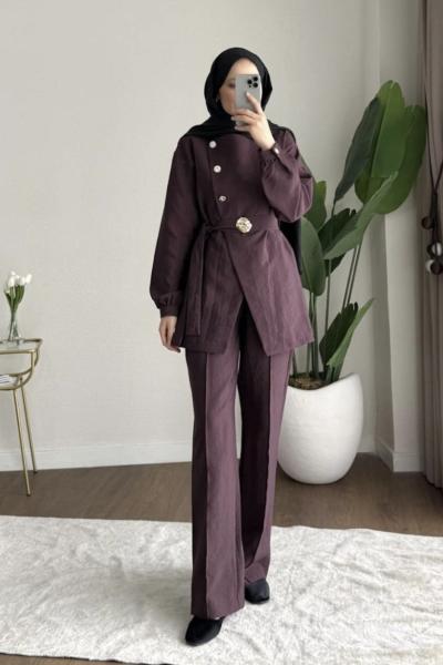 Cupra Pantolonlu Takım Mürdüm