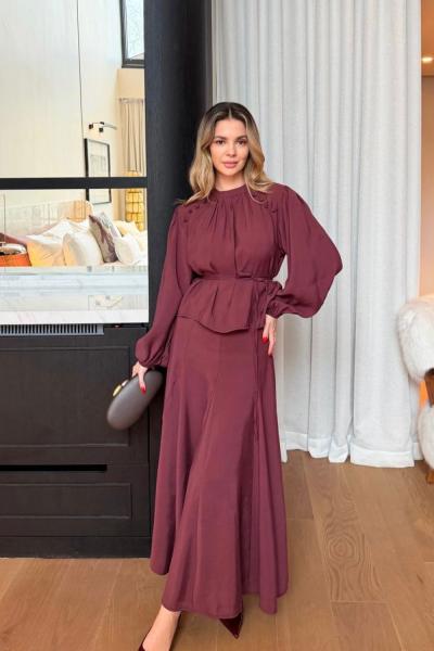 Düğme Detaylı Takım Bordo