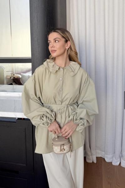 Fırfır Detaylı Gömlek Mint Yeşili