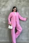 Fiyonk bağlamalı müslin takım Pembe
