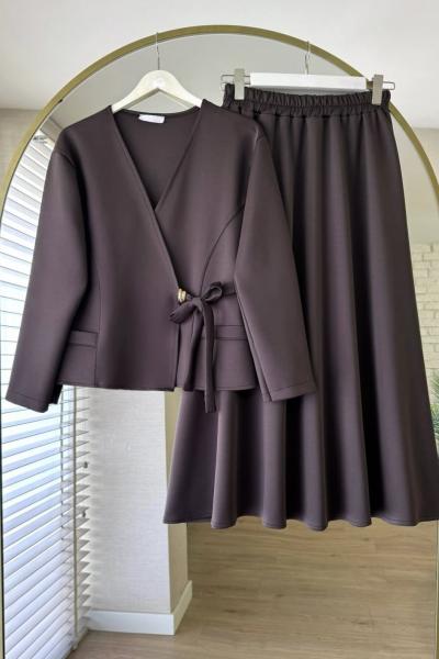 Fold Etekli Takım Kahverengi