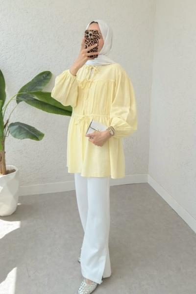 Freya bağlamalı kimona Sarı