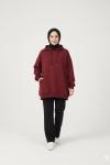 Gizli cepli salaş sweatshirt Bordo