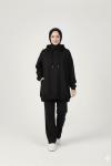 Gizli cepli salaş sweatshirt Siyah