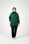 Gizli cepli salaş sweatshirt Yeşil