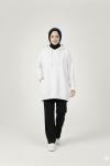 Gizli cepli salaş sweatshirt Beyaz