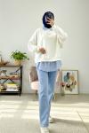 İçten Gömlekli Sweatshirt Beyaz
