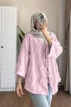İp detaylı kimono Pembe
