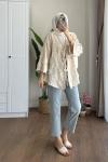 İp detaylı kimono Krem