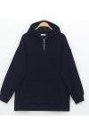 Kanguru cep fermuarlı sweatshirt Siyah