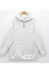 Kanguru cep fermuarlı sweatshirt Beyaz
