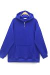 Kanguru cep fermuarlı sweatshirt Saks Mavisi