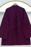 Keten bağcıklı kimono Bordo
