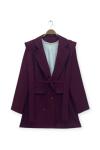 Linya  kemerli ceket Bordo