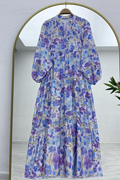 Locco soft çiçek desenli elbise Lila
