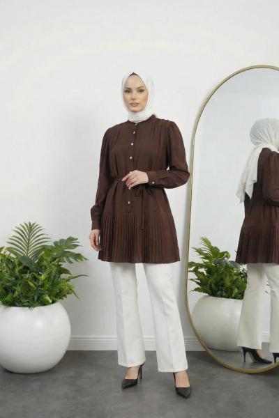 Milda Piliseli Gömlek Kahverengi