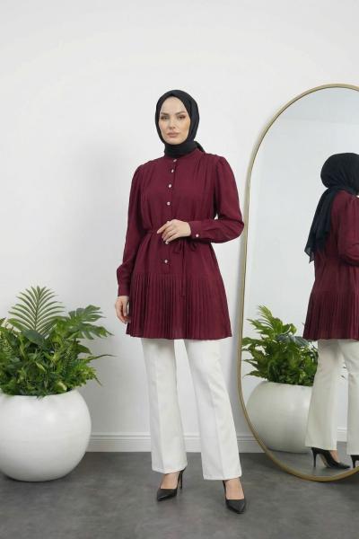 Milda Piliseli Gömlek Bordo