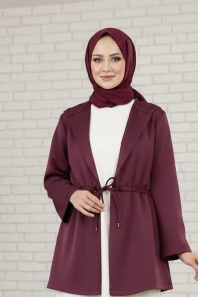 Mira belden bağlamalı scuba ceket Bordo