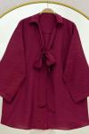 Önden bağlamalı kimono Bordo