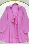 Önden bağlamalı kimono Pembe
