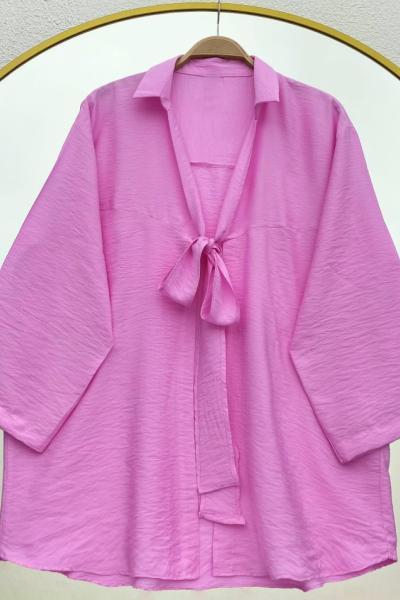 Önden bağlamalı kimono Pembe