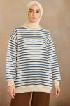 Oversize çizgili sweatshirt Çizgili Mavi
