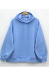 Oversize gizli cepli üç iplik sweatshirt Bebe Mavisi